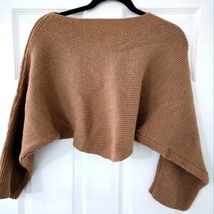 Tan cropped oversized sweater